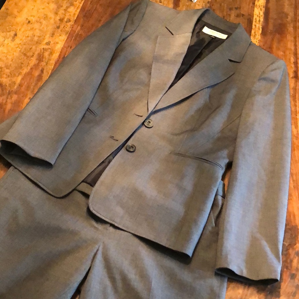 Heathered navy suit by Tahari: JACKET/BLAZER